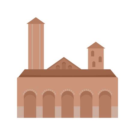 City tower brown building icon. Flat illustration of city tower brown building vector icon for web designのイラスト素材