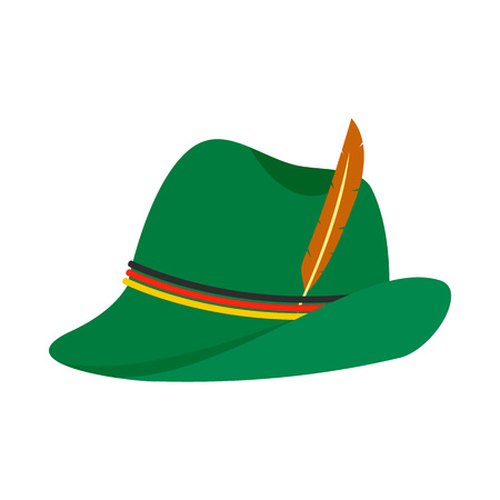 German green hat icon, flat styleの写真素材