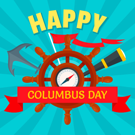 October columbus day concept background, flat styleのイラスト素材