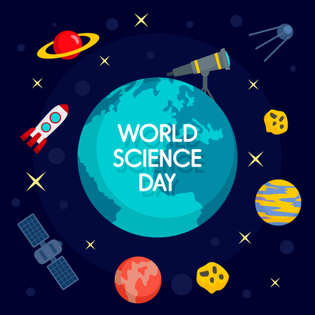 Global science day concept background, flat styleのイラスト素材