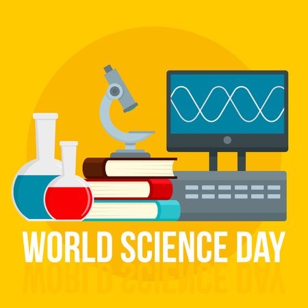Happy science day concept background, flat styleのイラスト素材