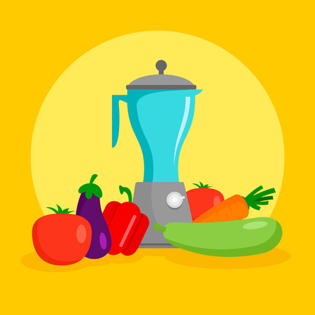 Vegetables mixer concept background, flat styleのイラスト素材