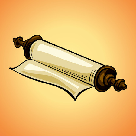 Wood rolled papyrus icon, cartoon styleの写真素材