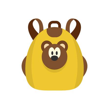Cute bear backpack icon, flat styleの写真素材