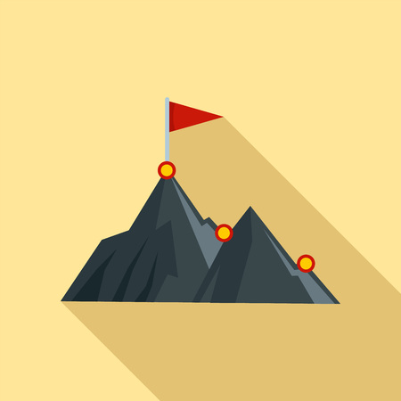 Business mountain target icon, flat styleのイラスト素材