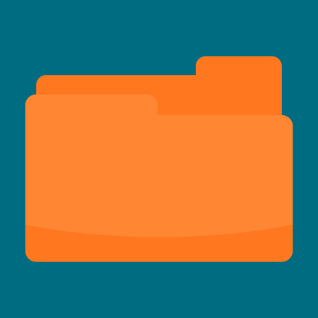 Orange folder icon, flat styleの写真素材
