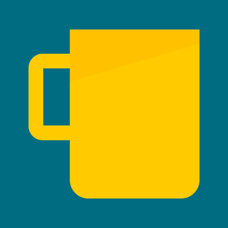 Yellow tea cup icon, flat styleの写真素材