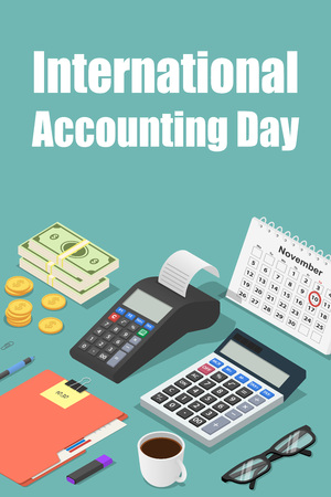 Global accounting day concept background. Isometric illustration of global accounting day vector concept background for web designのイラスト素材