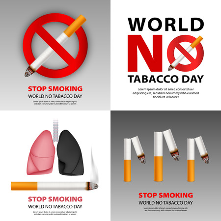 Public no smoking banner set, realistic styleのイラスト素材