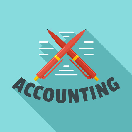 Accounting pen logo, flat styleのイラスト素材