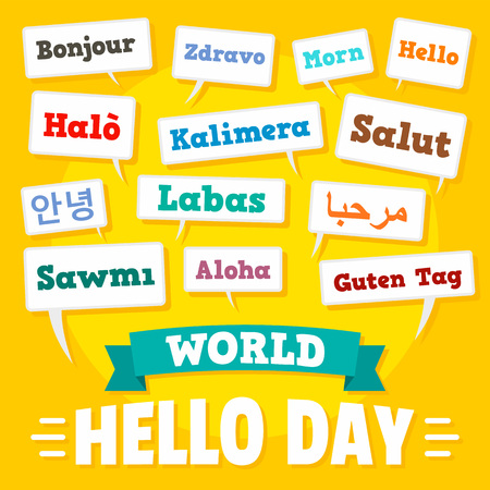 Hello day concept background, flat styleのイラスト素材