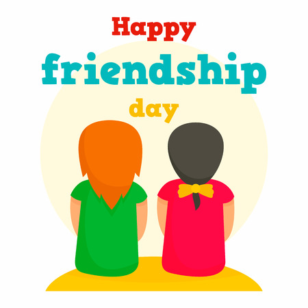 Happy friendship day concept background, flat styleのイラスト素材