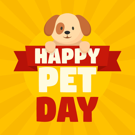 Happy pet day concept background, flat styleのイラスト素材