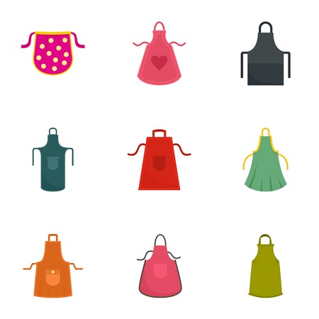 Cotton apron icon set. Flat set of 9 cotton apron vector icons for web designのイラスト素材