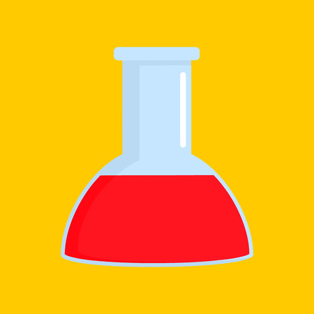 Red chemistry flask icon, flat styleの写真素材