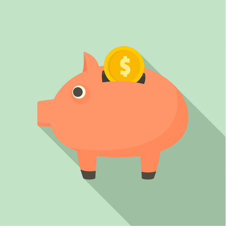 Piggy bank icon, flat styleの写真素材