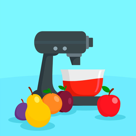 Fruit modern mixer concept background, flat styleの写真素材