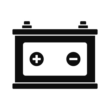 Car battery icon. Simple illustration of car battery icon for web design isolated on white backgroundの写真素材
