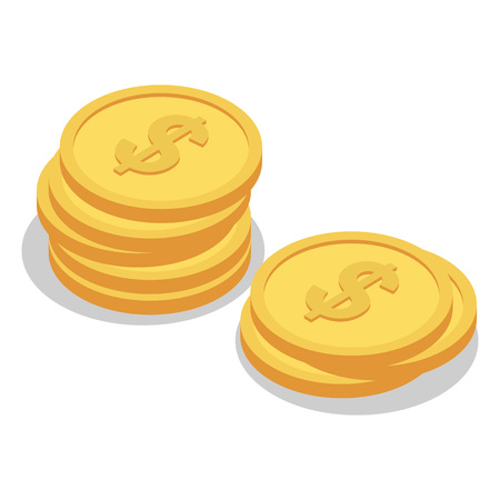 Dollar gold coin icon set, isometric styleの写真素材