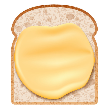 Butter on bread icon, realistic styleの写真素材