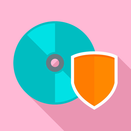 Secured cd disk icon, flat styleの写真素材
