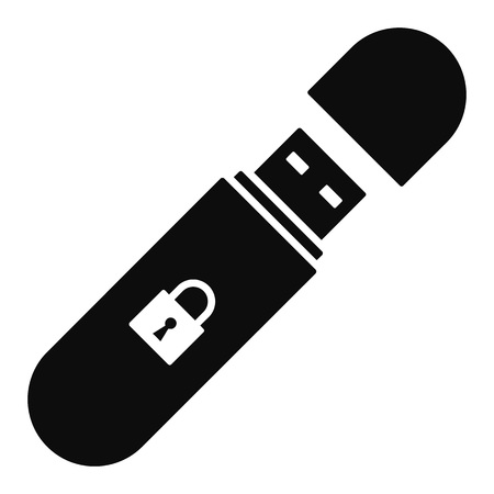 Secured usb flash icon, simple style