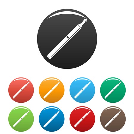 Electric cigarette icons set 9 color vector isolated on white for any designのイラスト素材