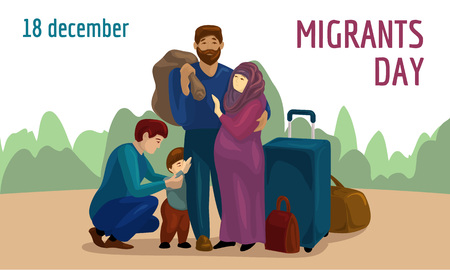 World migrants day concept banner. Cartoon illustration of world migrants day vector concept banner for web designのイラスト素材