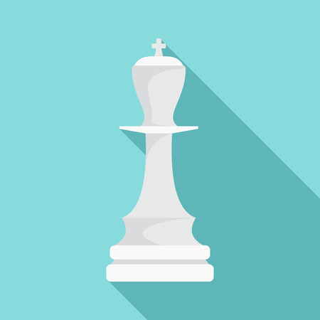 White chess king icon, flat styleのイラスト素材