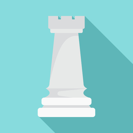 White piece rook icon, flat styleのイラスト素材