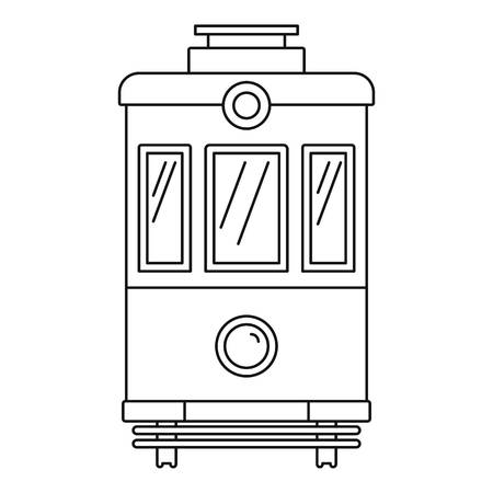 Front view tram icon. Outline front view tram vector icon for web design isolated on white backgroundのイラスト素材