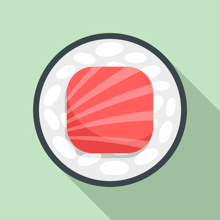 Salmon top sushi icon. Flat illustration of salmon top sushi vector icon for web designのイラスト素材