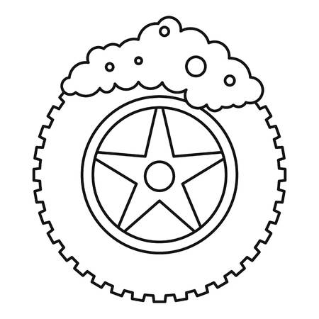 Wash car tire icon. Outline wash car tire vector icon for web design isolated on white backgroundのイラスト素材