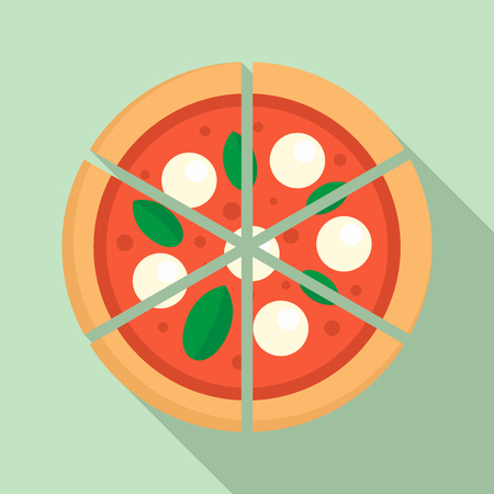 Four cheeses pizza icon. Flat illustration of four cheeses pizza vector icon for web designのイラスト素材
