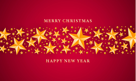 Merry Christmas gold star concept background. Realistic illustration of merry Christmas gold star vector concept background for web designのイラスト素材