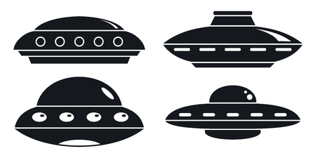 UFO ship icon set. Simple set of UFO ship vector icons for web design on white backgroundのイラスト素材