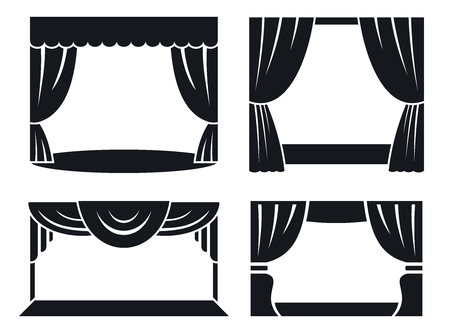 Theatrical stage icon set. Simple set of theatrical stage vector icons for web design on white backgroundのイラスト素材