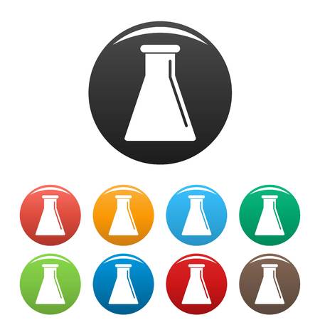 Glass flask icons set 9 color vector isolated on white for any designのイラスト素材