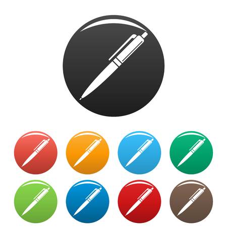 Pen icons set 9 color vector isolated on white for any designのイラスト素材