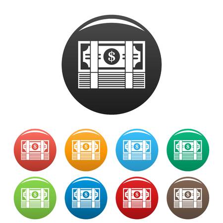 Bribery money stack icons set 9 color vector isolated on white for any designのイラスト素材