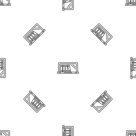 Laptop book library pattern seamless vector repeat geometric for any web designのイラスト素材