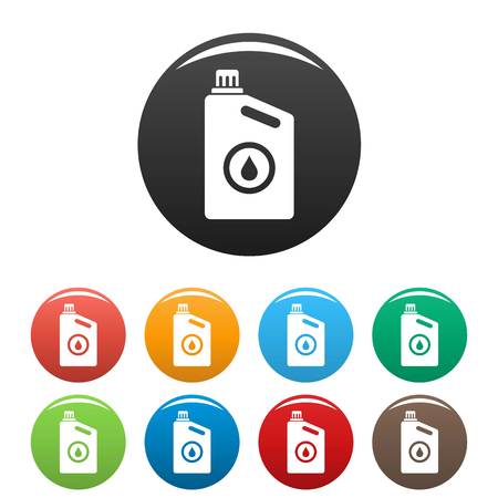 Oil plastic canister icons set 9 color vector isolated on white for any designのイラスト素材
