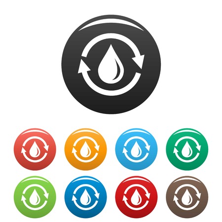 Water saving icons set 9 color vector isolated on white for any designのイラスト素材