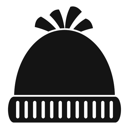 Woolen winter hat icon. Simple illustration of woolen winter hat vector icon for web design isolated on white backgroundのイラスト素材