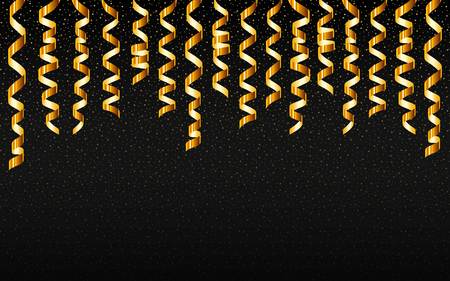 Christmas gold serpentine concept banner. Realistic illustration of christmas gold serpentine vector concept banner for web designのイラスト素材