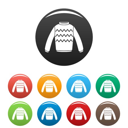 Winter sweater icons set 9 color vector isolated on white for any designのイラスト素材
