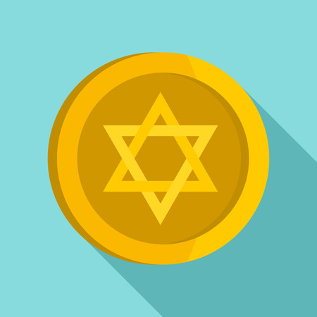 Jewish star coin icon, flat styleの写真素材