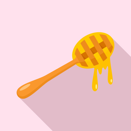 Wood honey spoon icon, flat styleの写真素材