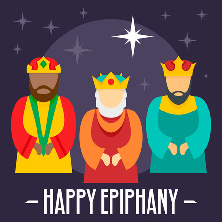 Happy epiphany holiday concept background, flat styleの写真素材
