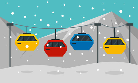 Cable car banner. Flat illustration of cable car vector banner for web designのイラスト素材